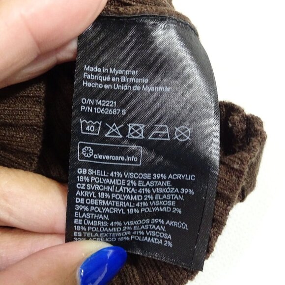 H&M Divided Ribbed Brown Sleeveless  Crew Ribbed Knit Crop Tank Top Women Size M - Picture 4 of 6